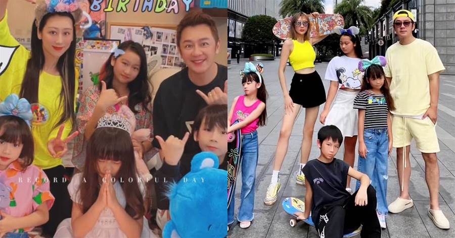 陳浩民全家玩滑板！四個孩子繼承爸媽顏值，小16歲妻子竹竿腿矚目，少女感十足