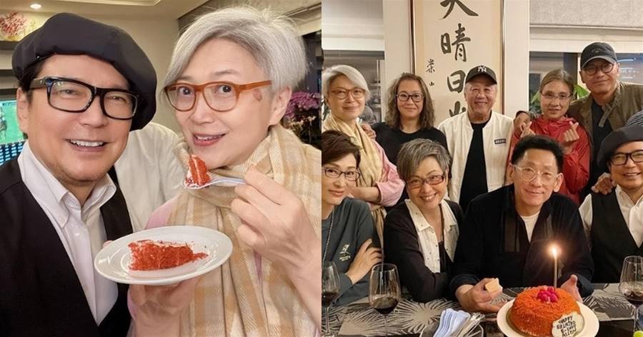 廖啟智遺孀現身連炎輝生日宴！滿頭白髮精神好，遭黃日華甜蜜攬肩